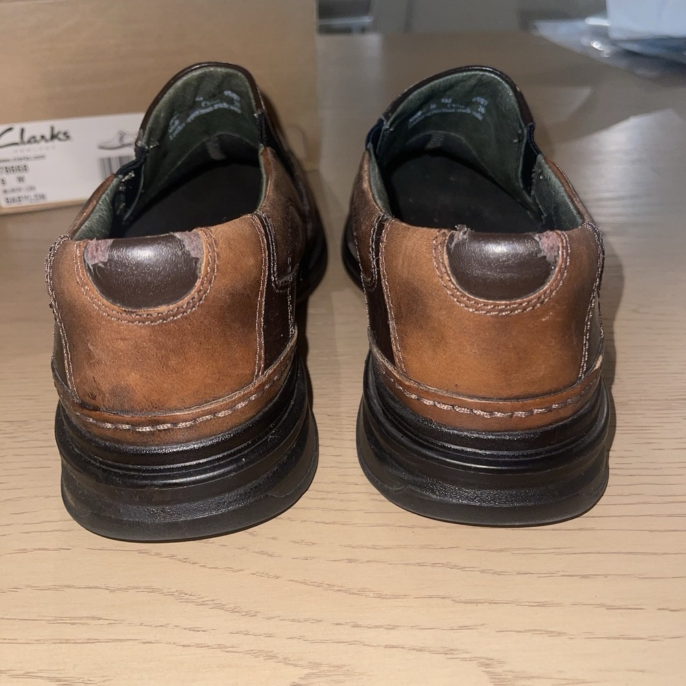 Clarks Babylon Men's Slip On Brown Leather Loafers Style 78669 Size 9M Comfort - Picture 14 of 16